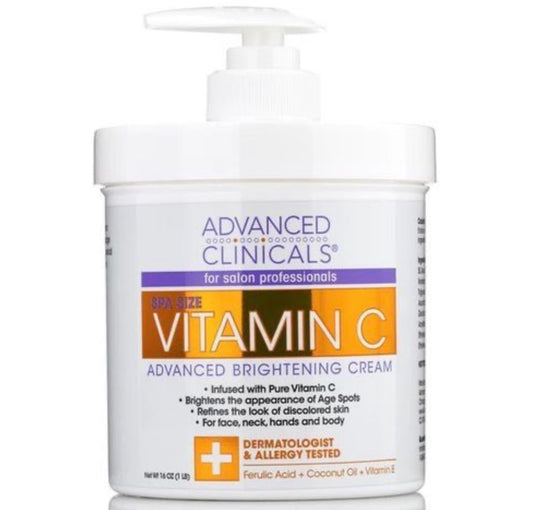 Advanced Clinicals Vitamin C BODY Cream, 16 Oz