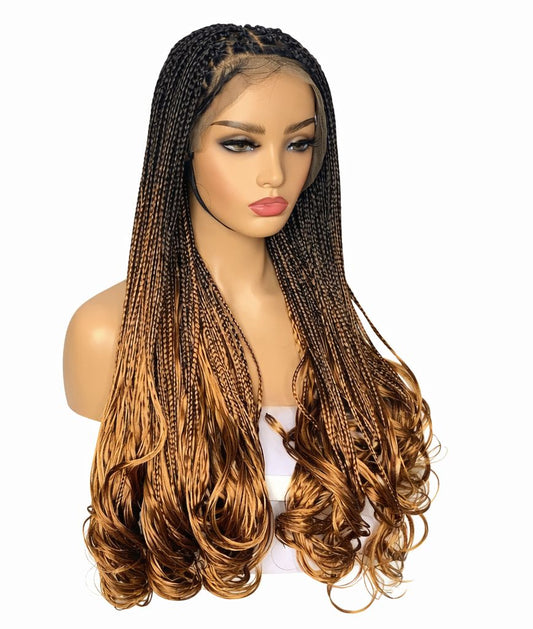 1B/30 Ombre Braided Hair Wig 14-22 Inches with free Comb and Wig Cap