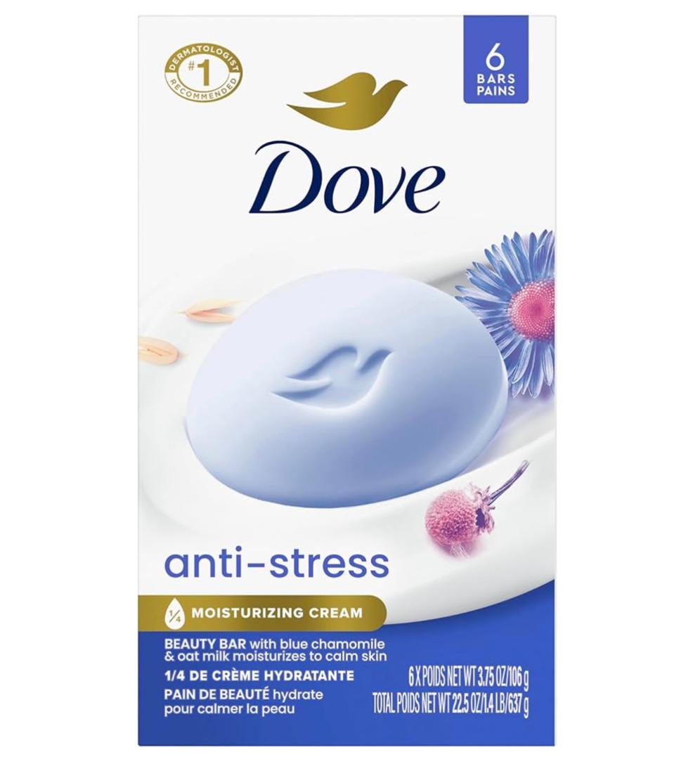 Dove 4 in 1 Beauty Bar Soap Original 8 Count for Soft, Smooth Skin, with 1/4 Moisturizing Cream 3.75 oz