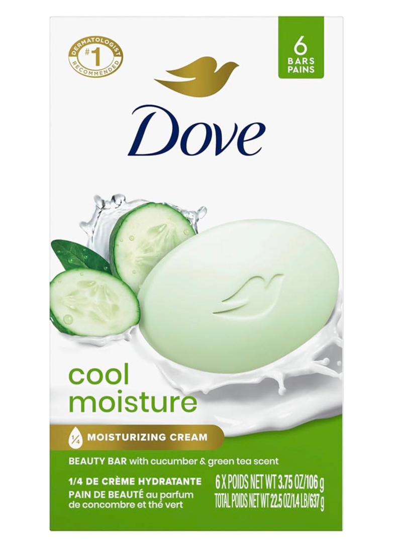 Dove 4 in 1 Beauty Bar Soap Original 8 Count for Soft, Smooth Skin, with 1/4 Moisturizing Cream 3.75 oz