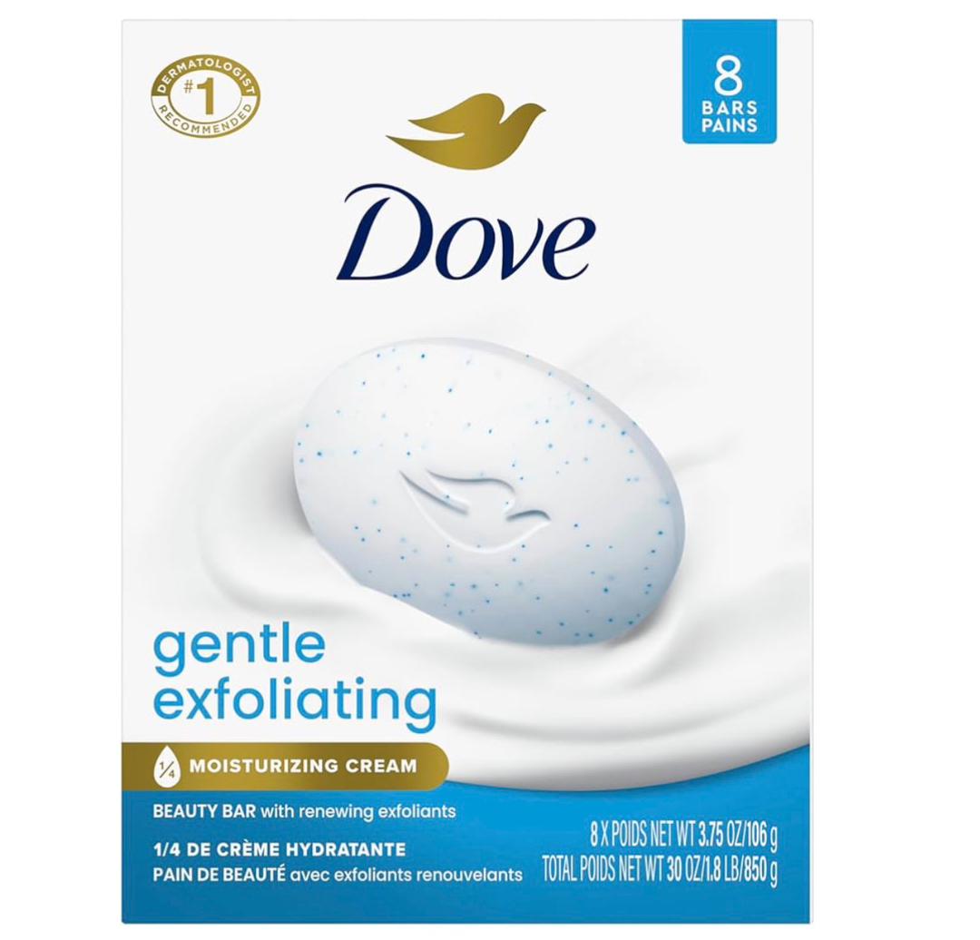Dove 4 in 1 Beauty Bar Soap Original 8 Count for Soft, Smooth Skin, with 1/4 Moisturizing Cream 3.75 oz