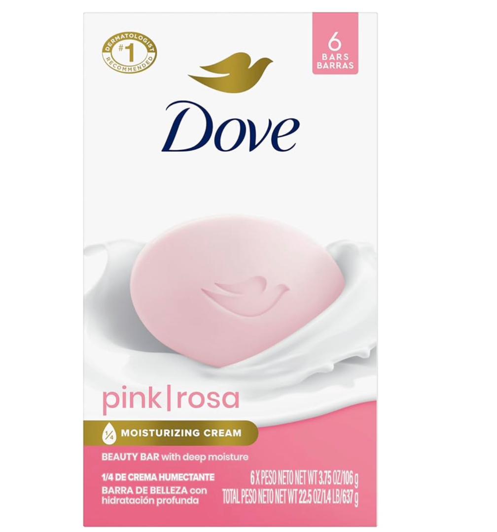 Dove 4 in 1 Beauty Bar Soap Original 8 Count for Soft, Smooth Skin, with 1/4 Moisturizing Cream 3.75 oz