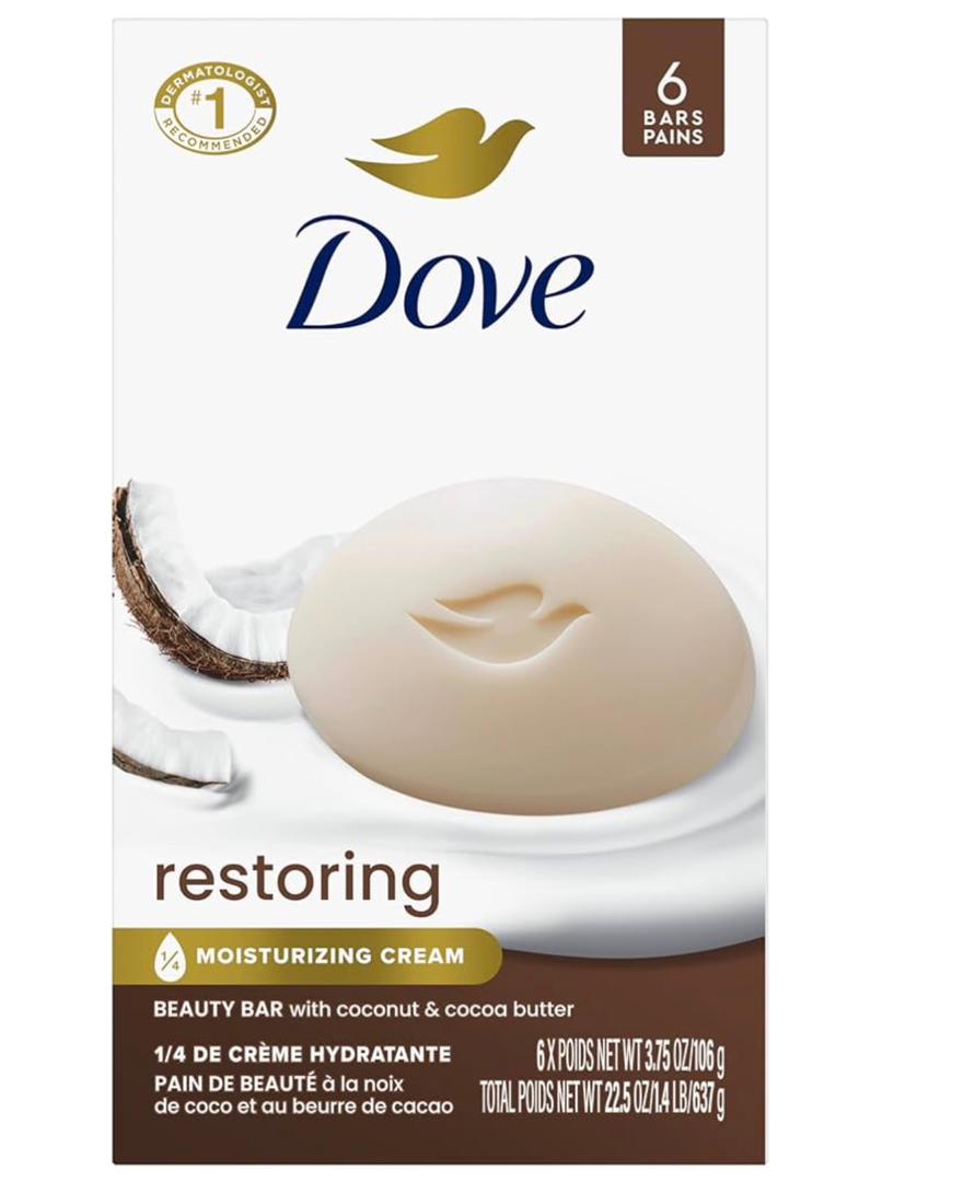 Dove 4 in 1 Beauty Bar Soap Original 8 Count for Soft, Smooth Skin, with 1/4 Moisturizing Cream 3.75 oz