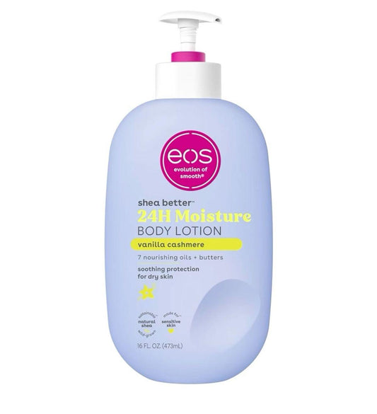 EOS Shea Better Body Lotion Vanilla Cashmere, 24-Hour Moisture Skin Care, Lightweight & Non-Greasy, Natural Shea, Vegan, Vanilla Body Lotion, 16 fl oz