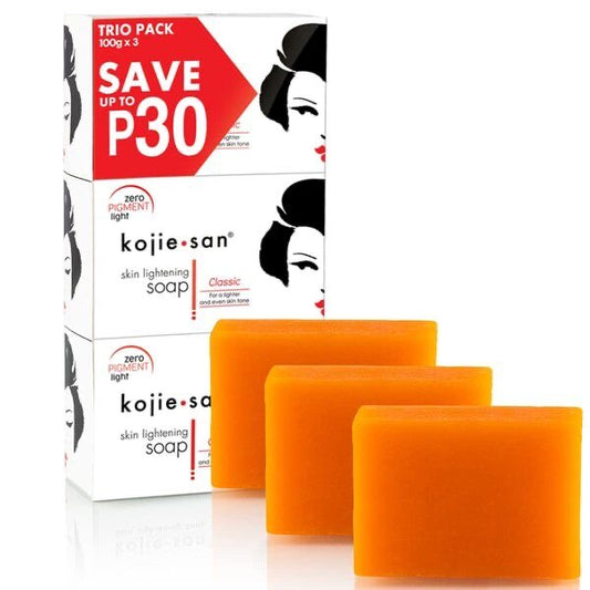 Kojie San Kojic Acid Skin Lightening Soap & Zero Pigment Classic Soap 3 In1