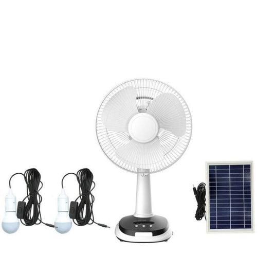 Lontor 12" Inches Rechargeable Table Fan With Solar Panel