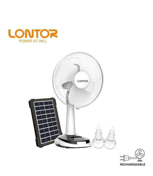 Lontor 12" Inches Rechargeable Table Fan With Solar Panel