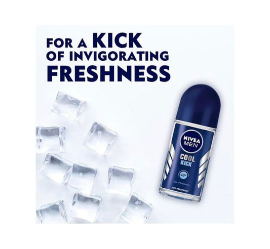 NIVEA Cool Kick Anti-Perspirant Roll-on For Men, 48h - 50ml