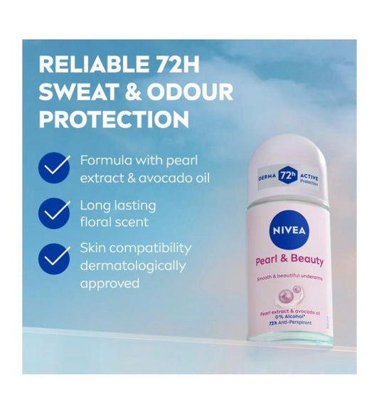 NIVEA Pearl & Beauty Anti-Perspirant Roll-on For Women 72h - 50ml