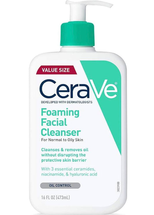 CeraVe Foaming Facial Cleanser, Daily Face Wash for Oily Skin, Hyaluronic Acid + Ceramides + Niacinamide, Fragrance Free & Paraben Free, Non-Drying Oil Control Face Wash, 19 Fluid Ounce
