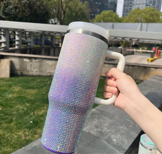 40oz Ombre Bling Quencher H2.0 Flip Straw Stainless Steel Mug + Free Straw Cover